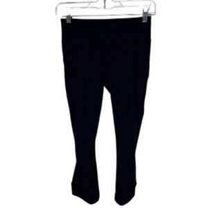Lululemon Black Mesh Ventilated Run Active Gym Crop Legging. Size 4.